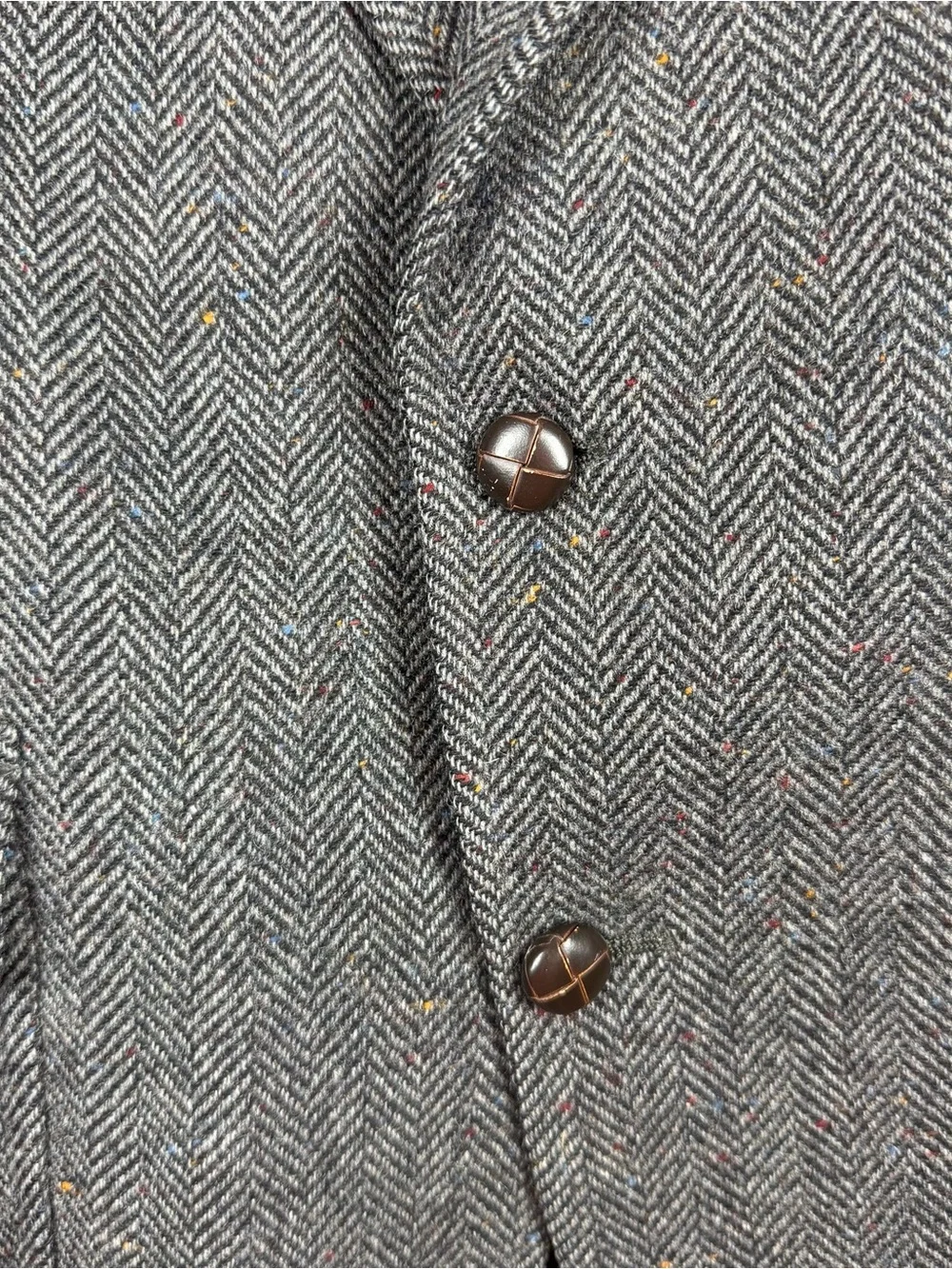 VTG Palm Beach Herringbone Wool Tweed Sport Coat 42L Elbow Patches Academia